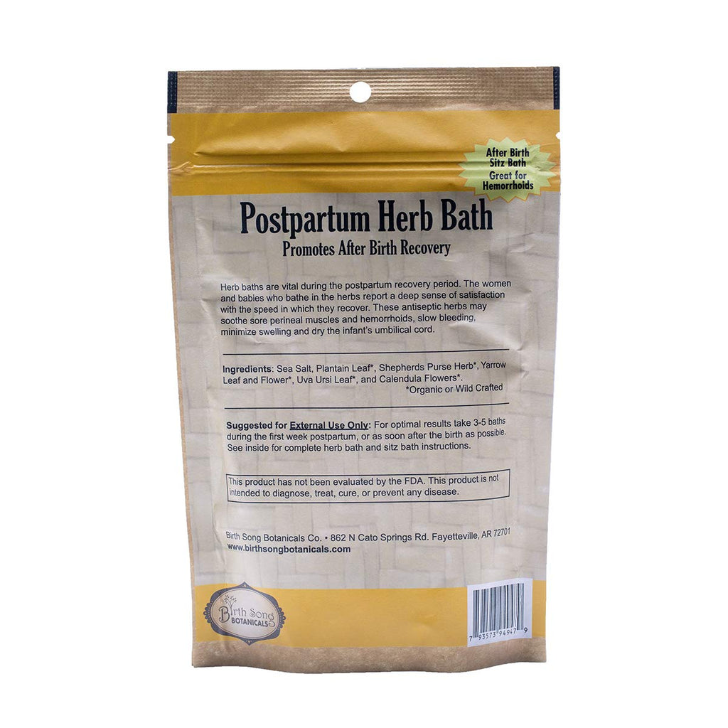 Birth Song Botanicals Organic Postpartum Herbal Bath Soak – 8 oz Herbal Sitz Bath Blend with Sea Salt, Organic Plantain, Yarrow, Shepherd’s Purse, Uva Ursi & Calendula – 1 Pack