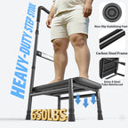 Upgraded Step Stool with Handle for Elderly Adults, Sturdy Bedside Step Stool for High Beds, Handle Step Stools with Sensor Light & Storage Bag,Heavy Duty 650lbs Bed Steps with Adjustable Handle & Leg