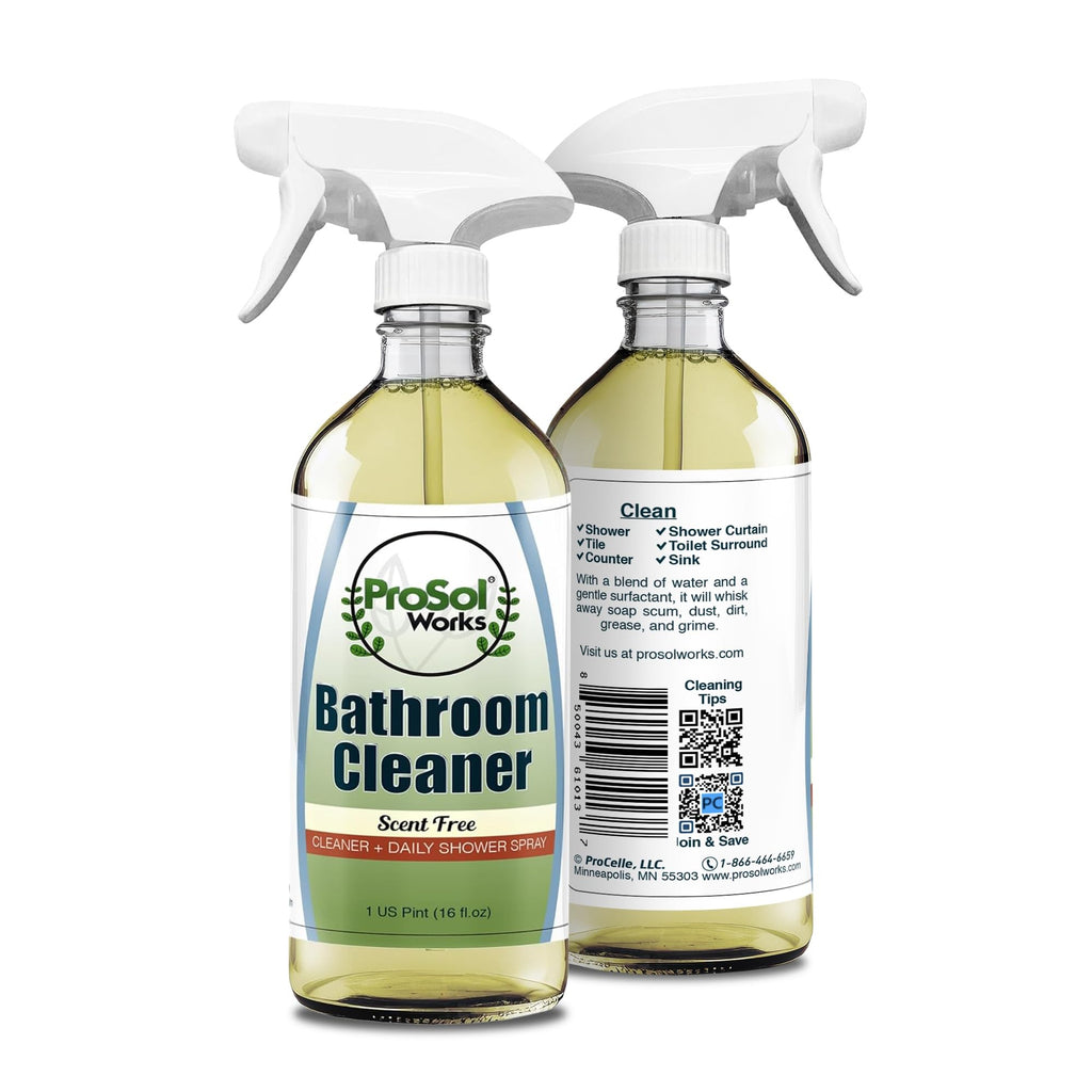 PROSOL WORKS Bathroom Cleaner 16 oz - Daily Cleaning Spray for Shower Curtain, Sink, Shower, Tile, Bathtub, & Toilet Bowl Cleaners Revealing Natural Shine & Refreshing Scent- Safe on All Surface