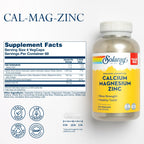 SOLARAY Calcium Magnesium Zinc Supplement - with Calcium 1000mg, Magnesium 500mg - Bone Health, Muscle Function, Heart Health and Immune Support - Vegan, 60 Day Guarantee, 68 Servings, 275 VegCaps