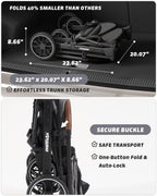 797Audio Dog Stroller for Small Medium Dogs, Pet Stroller for Cats Puppy Up to 121lbs,Foldable,One Click Folding,4 Wheel Shock Absorption,Adjustable Canopy with Sun Shades,Removable Washable Pad(Grey)