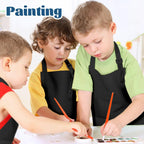 ZLEVEAYN 30 Pcs Kids Apron Bulk Adjustable Children Bib Aprons with Pockets for Girls Painting Kitchen Cooking Baking (Black, L)