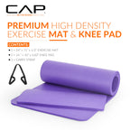 CAP Barbell Yoga Mat 1/2" Thick with Carrying Strap & Knee Pad - High Density Exercise Mat for Yoga, Pilates, Stretching, Floor & Fitness Workouts - 71''x24''x1/2" | Purple