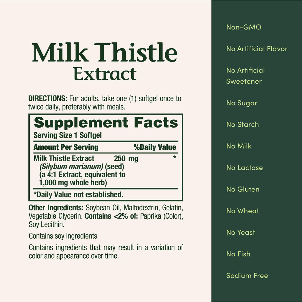 Nature's Bounty Milk Thistle 1000mg, Herbal Health Supplement, Daily Supplement, Gluten Free, Rapid Release Softgels, 50 Ct