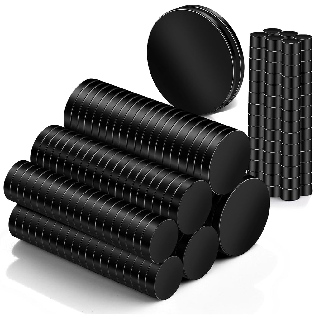 TRYMAG Small Rare Earth 6 Different Sizes Black 255Pcs Tiny Magnets for Crafts, Heavy Duty Neodymium Round Mini Refrigerator Magnets for Whiteboard, Locker, Kitchen, Office, School