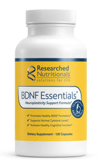 Researched Nutritionals BDNF Essentials - Clinically Researched Brain Supplement with Bacopa Monnieri & Lions Mane Mushroom - Supports Neuroplasticity, & Healthy Cortisol Levels, 120 Capsules