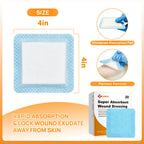 Carbou 4"x 4" Super Absorbent Wound Dressing Pads, 20 Individual Pack, Non Adhesive Absorbent Bandages for Wound Care, Soft Highly Absorbent Dressing, Non Stick Gauze Pads for Wounds