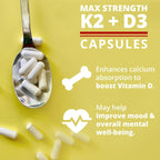Dr. Boz - K2+D3 Capsules, 66 Servings - Vitamin D3 K2 Supplement with BioPerine - Bone & Heart Health - Enhanced Absorption - Quality Tested - Made in The USA - 5000iu (D3) - 400iu (K2) - Self Care
