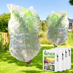 YUYIUS Fruit Tree Netting, Plant Mesh Netting for Garden Protection, Blueberry Bush Insect Netting Cover as Garden Pest Barrier from Cicadas, Bug, Bird (3.3x4.9 FT, 4Pcs, with Drawstring Design)