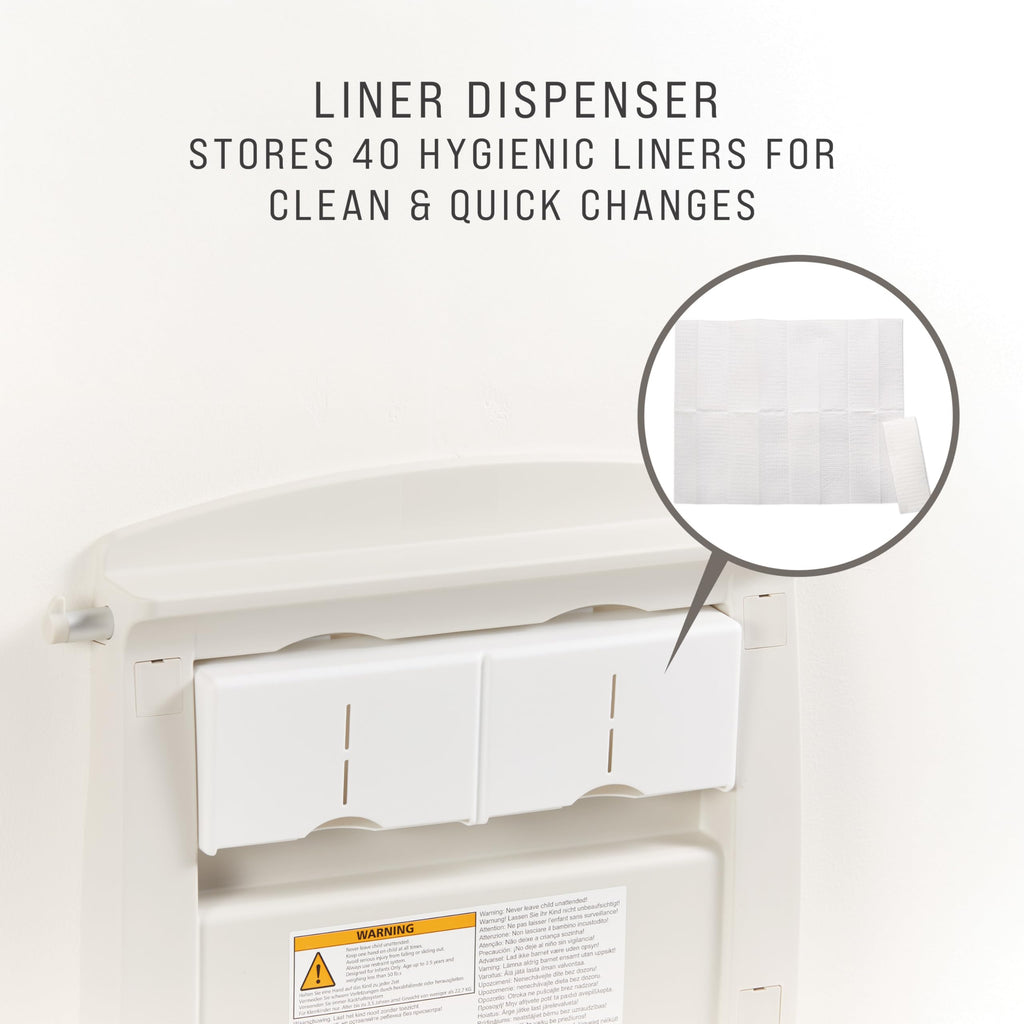 Rubbermaid Commercial Products Horizontal Baby Changing Station, Light Platinum, Wall-Mounted Fold-Down Diaper Change Table with Safety Straps for Restaurants/Hotels/Schools/Airports