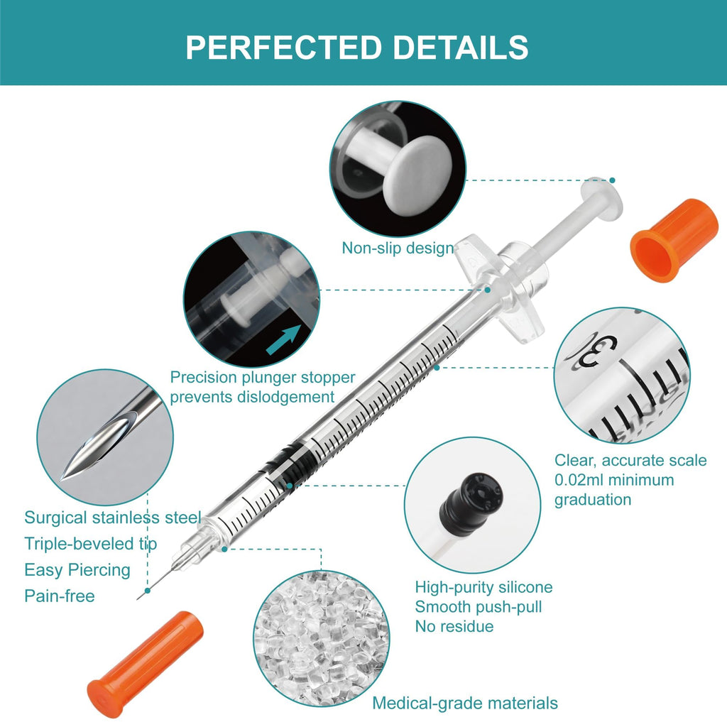 U-100 0.5ml syringes with 30G needle - 30 gauge 5/16 inch syringe