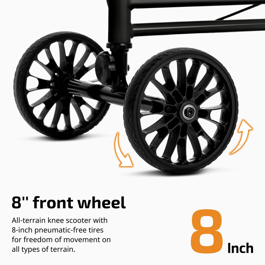 VitaSophy Knee Scooter with Disc Brake, Steerable Knee Walker for Adults,Foldable Rover Scooter forBroken Foot Injured Leg Crutch,Black