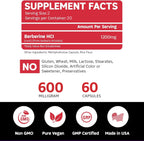 BoostCeuticals Berberine Supplement 1200mg (2 x 600mg) - Berberine HCl Vegan Capsules - Daily Wellness Support - Gluten Free Non GMO - 60 Capsules
