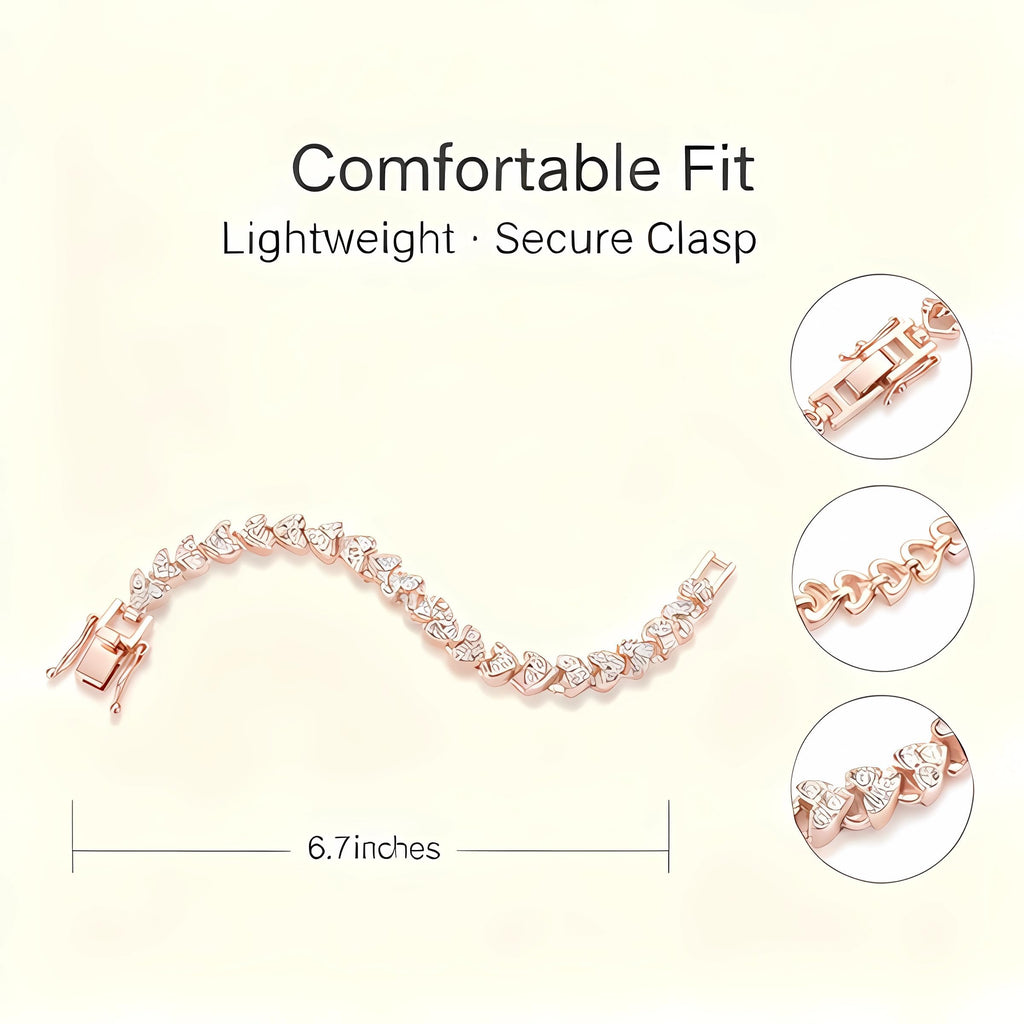 Lvseeman Rose Gold Tennis Bracelet for Women, Gold Plated Cubic ZirconiaTennis Bracelet with Secure Clasp, 7 Inch Stackable Minimalist Jewelry Gift for Her