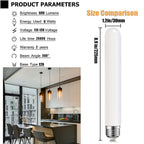 Leools 8.9inch Long LED Light Bulb Matt Opal Porcelain Warm White 2700K Dimmable E26 Base 8W Led Tubular Bulb,CRI90,600LM,60 Watt Equivalent,Outside Frosted Glass,for Cabinet Display Cabinet etc,4Pcs