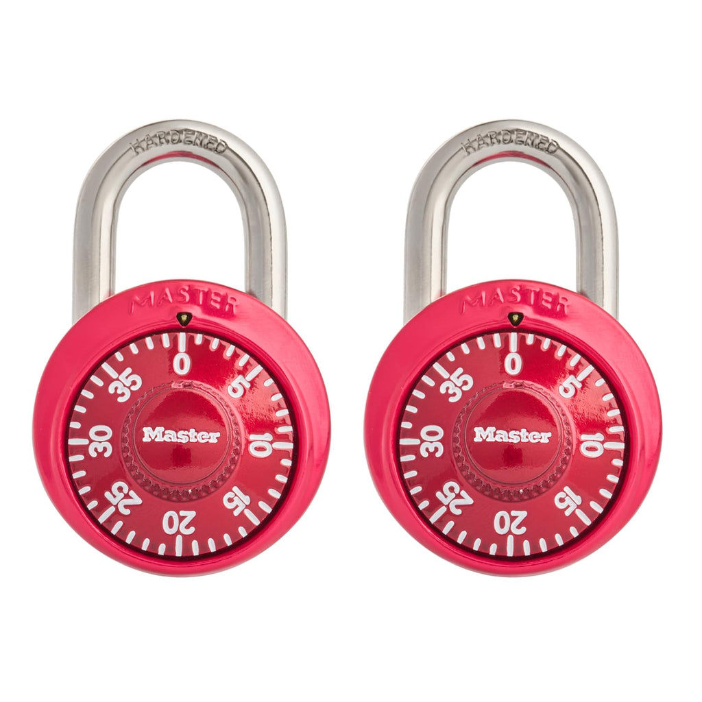 Master Lock 1530T Locker Lock Combination Padlock, 2 Count (Pack of 1), Colors May Vary, Red