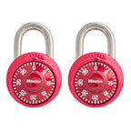 Master Lock 1530T Locker Lock Combination Padlock, 2 Count (Pack of 1), Colors May Vary, Red
