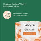 The Honey Pot Company - 64ct - Sanitary Pads for Women - Non-Herbal Heavy Overnight w/Wings - Organic Cotton Cover & Ultra-Absorbent Pulp Core - Feminine Care