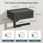 FORIOUS Toilet Paper Holder with Shelf, Wall-Mounted Modern Wipes Dispenser