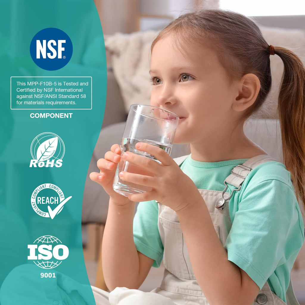 SimPure Sediment Water Filters, 5 Micron 10" x 4.5" Whole House Water Filter Replacement Compatible for W15-PR, DGD-5005, FP15B, HD-950A, GXWH35F, GXWH30C for Well Water, 4 Pack