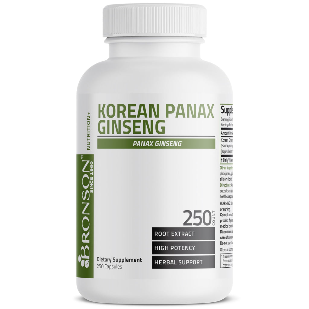 Bronson Korean Panax Ginseng Supports Energy, Endurance & Vitality + Memory and Mental Performance, 250 Capsules