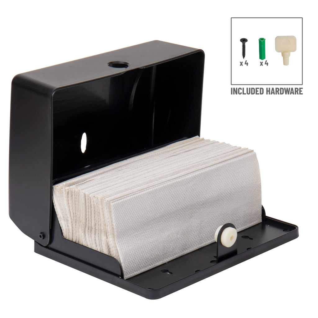 Mind Reader Paper Towel Dispenser, Tri-Fold Towel Holder, Restroom, Wall Mount, Bathroom, Black