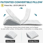 Shinnwa Knee Wedge Pillow, Patented Convertible Knee Pillow for Back Sleeping, Dual-Layer Memory Foam Triangle Pillow for Legs Post Surgery, Knee Support, Leg Elevation, Back Pain Relief
