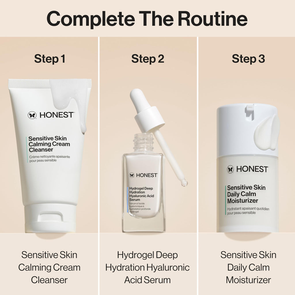 Honest Beauty Sensitive Skin Daily Calm Lightweight Moisturizer, Reduces Redness, Hydrates, Hypoallergenic, Fragrance-Free Vegan, 1.7 fl oz