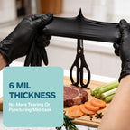 Comfy Package GUSTO Black Nitrile Gloves [100 Count] 6 Mil, HEAVY DUTY Disposable Gloves for Food Prep, Cooking, Tattoo, Cleaning – Latex-Free, Powder-Free, Textured Fingertips - X-Large (Formerly