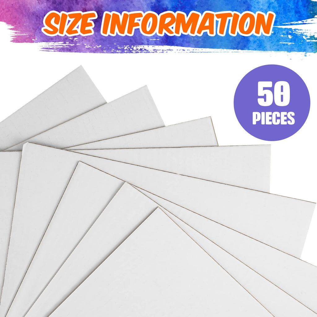 50 Pack Corrugated Cardboard Sheets Flat Hard Cardboard Inserts Back to School Classroom Supplies Flat Squares Separators for Shipping, Mailing, Packing, Art Projects, DIY Crafts(11 x 8.7 Inch,White)