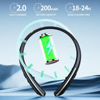 NVOPERANG Retractable Neckband Bluetooth Headphones, Wireless Stereo Earbuds with Mic, Bluetooth Headset Noise Cancelling, Vibration Alerts, IPX5 Sweatproof, Sports, Workouts & Driving (Black)