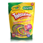 GUM Crayola Twistables Kids Flossers with Fluoride, Designed for Little Hands, Three Fun Fruit Flavors, Easy-to-Use Dental Floss Picks for Children Ages 3+, 90 Count (Pack of 4)
