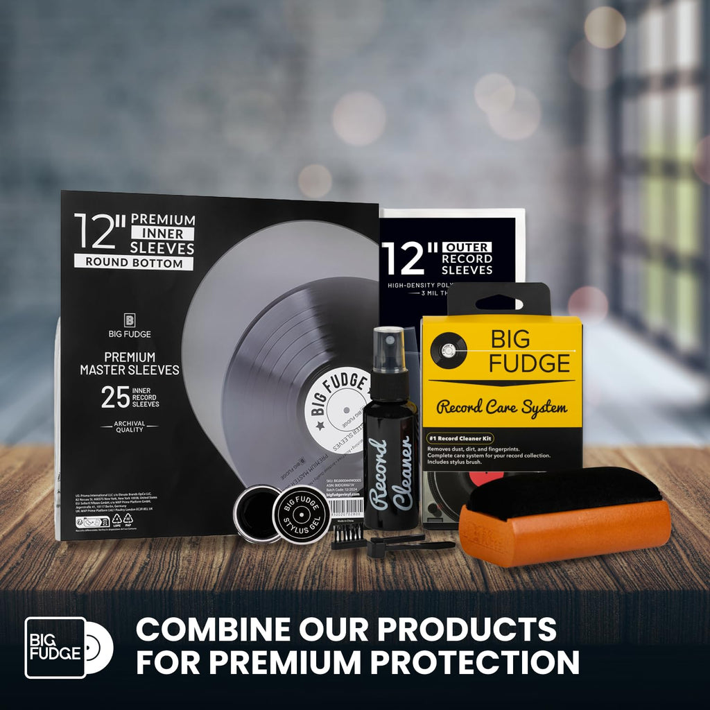 Big Fudge 4-in-1 Vinyl Record Cleaning Kit, Brush and Cleaning Fluid
