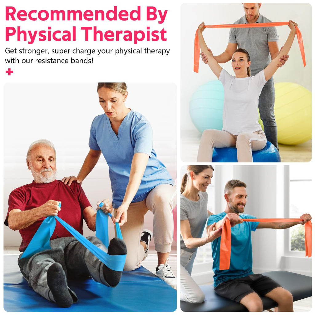 Resistance Bands for Working Out, Exercise Bands for Physical Therapy, Stretch, Recovery, Pilates, Rehab, Strength Training and Yoga Starter Set