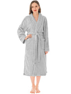 PAVILIA Premium Womens Plush Soft Robe, Sherpa Bathrobe, S/M Light Gray