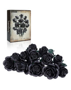 iATOM Black Rose Bouquet Building Set, Compatible with Lego Flowers for Adults - Halloween Artificial Flowers Kit, Gothic Horror Retro Botanical Collection Home Decor - IA11001