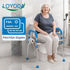 Loyoda Raised Toilet Seat with Handles, Padded Toilet Seat Risers for Seniors, Adjustable Height & Width Toilet Riser, Handicap Elevated Toilet Seat 500lb, Fit Any Toilet