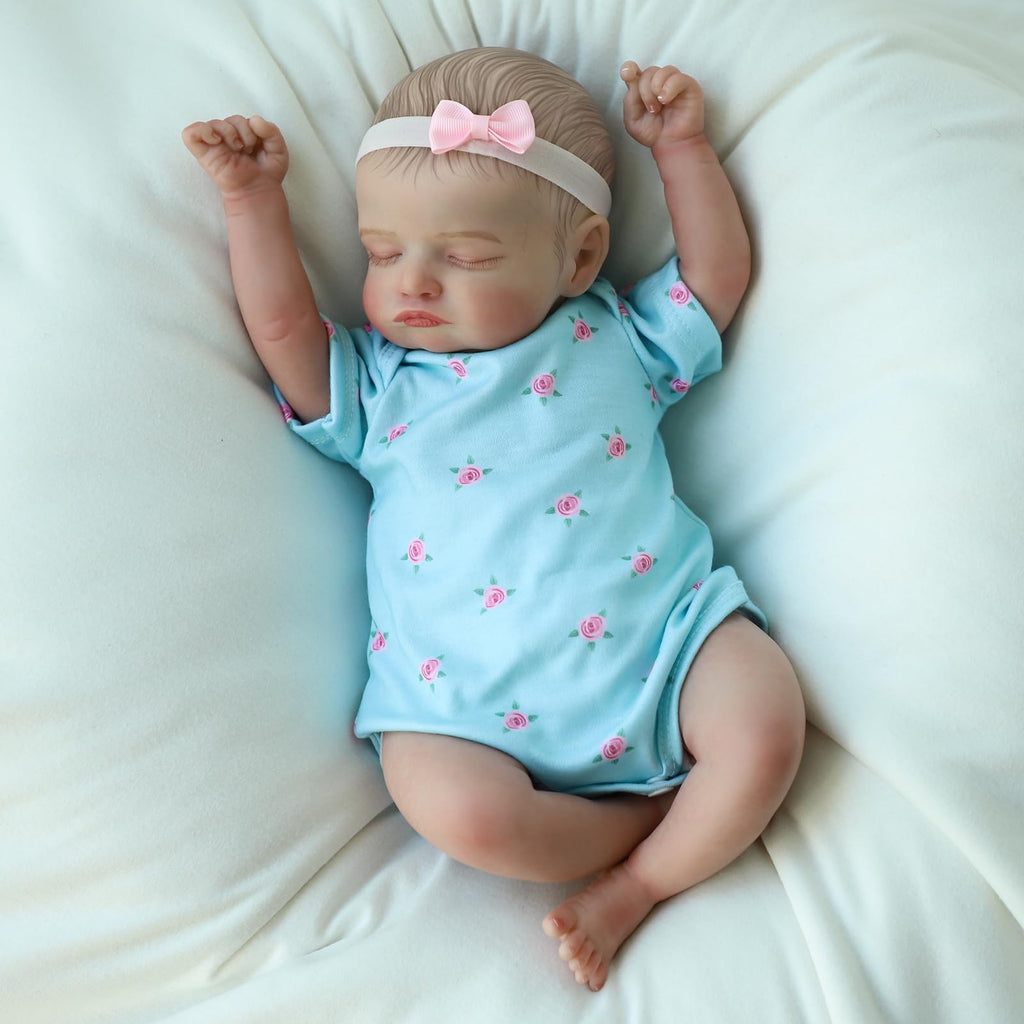 Realistic Reborn Baby Dolls - 18 inch Rosalie Newborn Baby Sleeping Girl, Cloth Body Poseable Real Life Baby Dolls Birthday Gift for Kids Age 3+…
