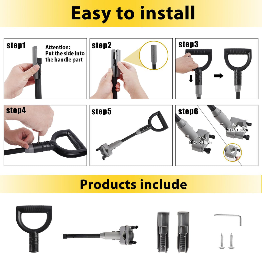 Universal Shovel Handle Extension, Ergonomic Attachment for Gardening Tool