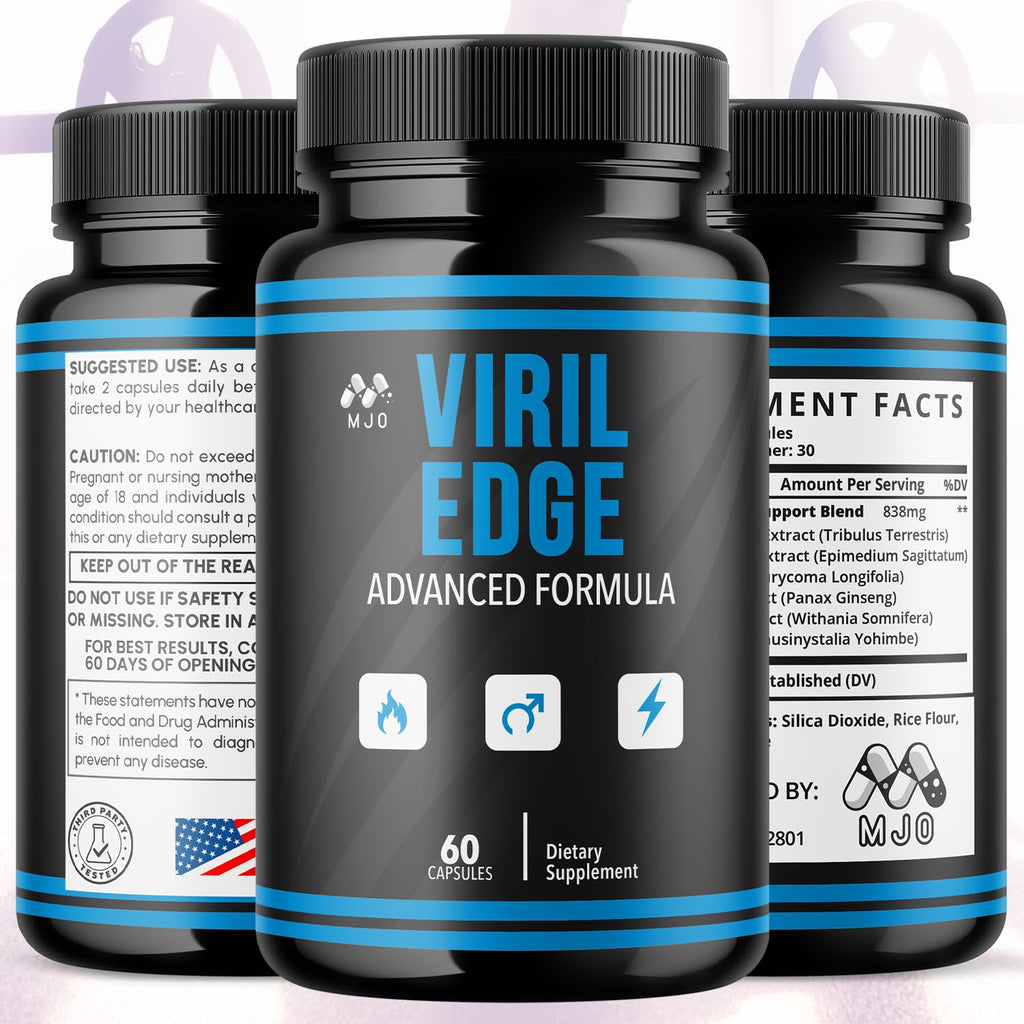 (5 Pack) Viril Edge Capsules, Official Viril Edge Pills for Men with All Natural Ingredients, Maximum Strength Supplement Premium Vitamins Supporting Optimal Wellness & Advanced Health (300 Capsules)