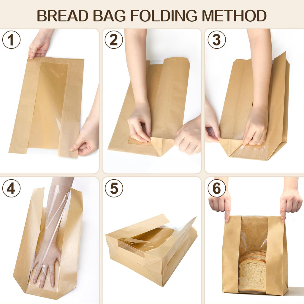 Tripho 100 Pcs Bread Bags for Homemade Bread with Clear Window & 120 Stickers, Sourdough Bread Bags for Storage of Bread,Cookies & Snacks, Large Bakery Paper Bags
