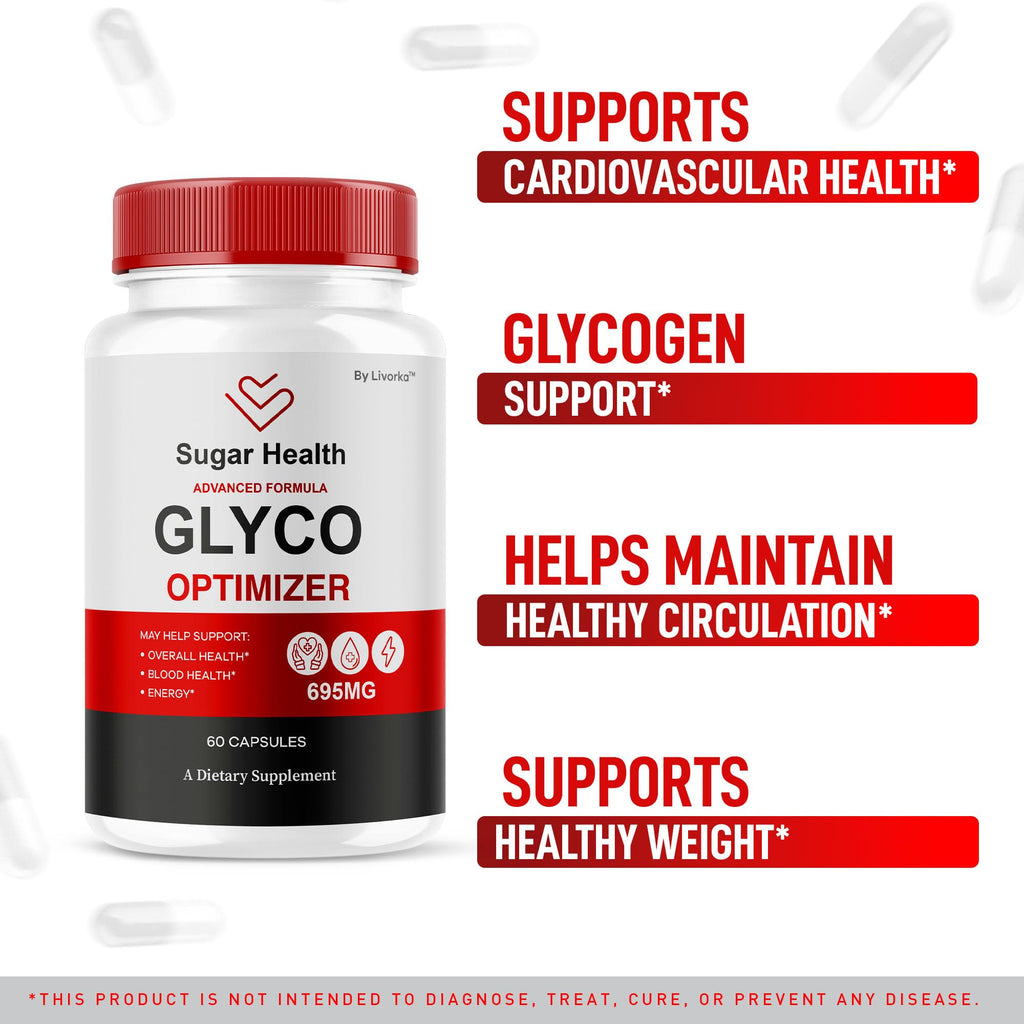 SugarHealth Glyco Optimizer - Official SugarHealthy Premium Supplement Pills, All Natural SugarHealth Advanced Formula Glyco Support Wellness & Overal Health Review, 60 Capsules for 1 Month