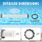 HOMNUTS Pool Hoses for Above Ground 1.5’’ Diameter 16" Long Accessory Swimming Pool Replacement Hose, 2 Pack Filter Pump Hose Compatible with Pump Models