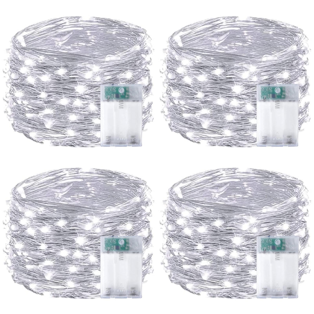 4 Pack Fairy Lights Battery Operated 16FT 50 LED String Lights Cool White