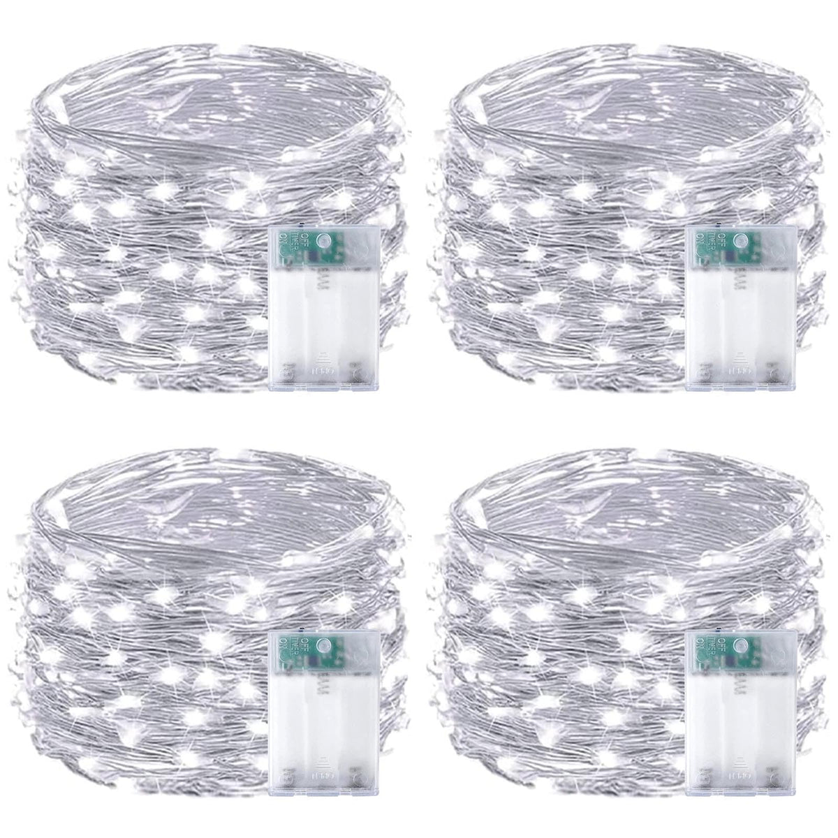 4 Pack Fairy Lights Battery Operated 16FT 50 LED String Lights Cool White