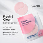 TEREZ & HONOR Peptide Collagen Hydrogel Eye Patches - 24 Pairs Korean Under Eye Masks for Puffy Eyes, Dark Circles, Wrinkles & Undereye Bags - Firming, Hydrating, Travel & Gift Ready Skincare Eye Pads
