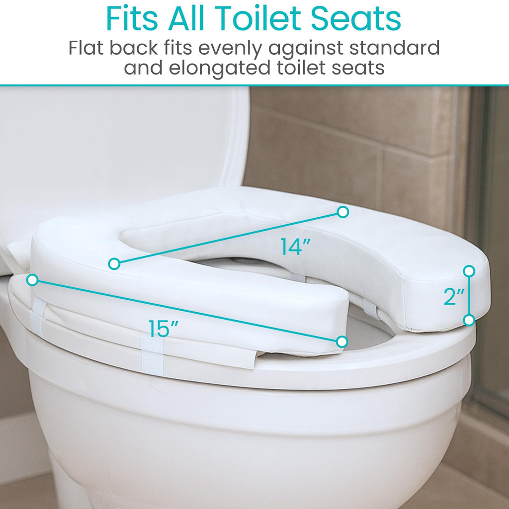 Vive Toilet Seat Cushion (Soft Cushioned Foam) - Easy Clean Soft Padded Bathroom Attachment - Elongated, Standard Seats - Comfort & Support Donut for Handicap Adults