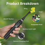 RUNWUSHENG Plant Pollination Tool - USB Rechargeable Vibrating Pollinator for Greenhouse Crops Like Tomatoes and Strawberries