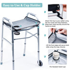 BAGSFY Walker Tray for Folding Walkers with Cup Holder – Hard Tray Table for Seniors,Easy Install, Universal Fit Walker Accessory for Meals, Drinks, Reading, Laptop
