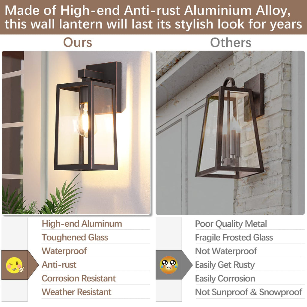 MAXvolador Outdoor Wall Sconce, Large Exterior Waterproof Wall Lantern Light Fixture, Oil Rubbed Bronze Porch Lights, Anti-Rust E26 Patio Lighting, 2 Pack
